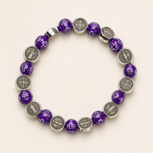 Purple St. Benedict Stretch Bracelet