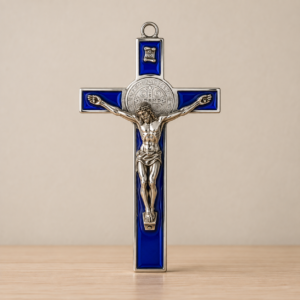 St. Benedict Wall Crucifix (16cm) - Blue