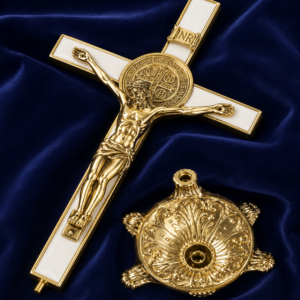 St. Benedict Standing Crucifix - White