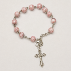 Pink Marbled Rosary Bracelet